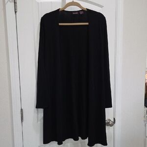 Shape FX Open Front, Wide Sleeve Long Black Cardigan, Med